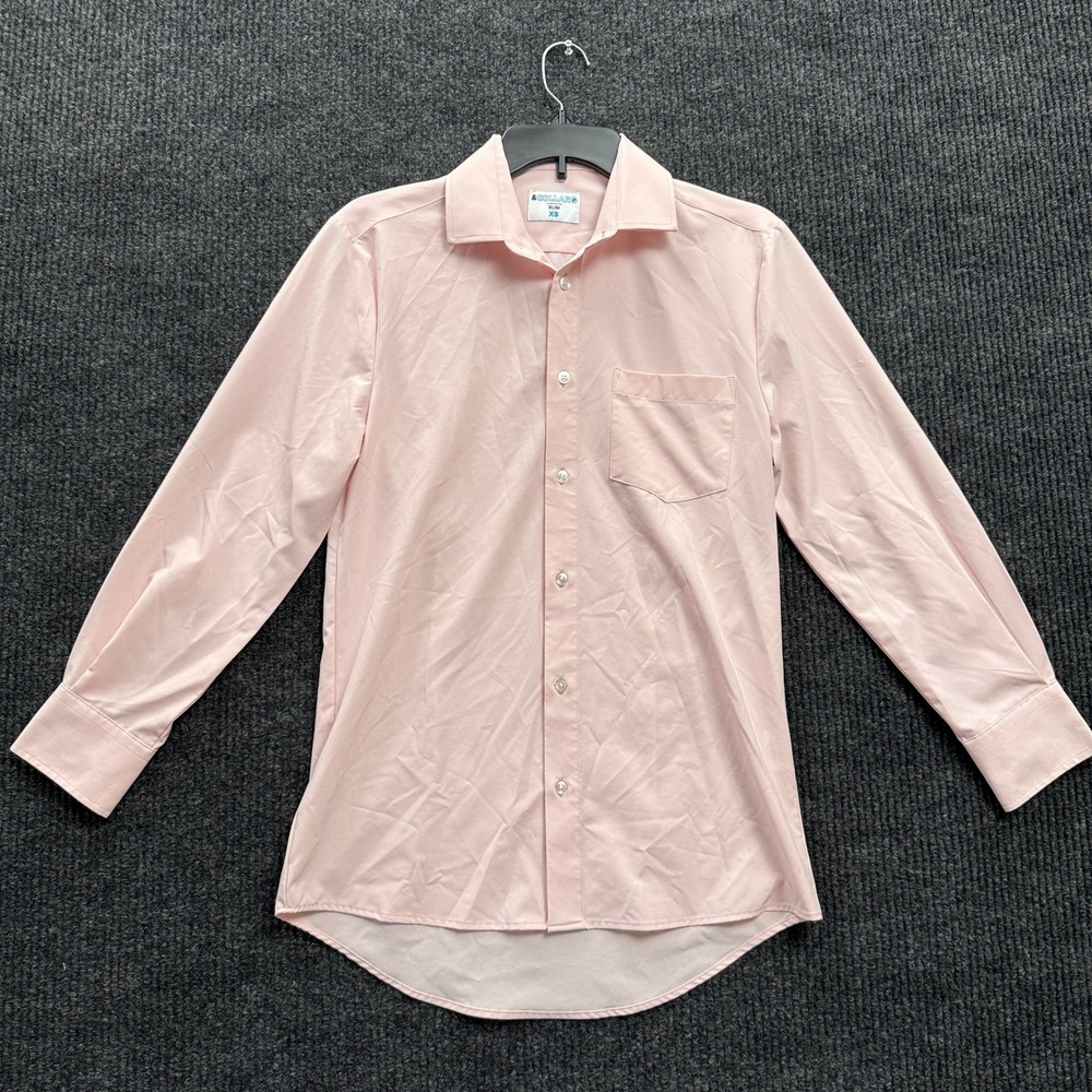 &Collar Dress Shirt Mens XS Pink Slim Fit Performance Stretch Business Preppy